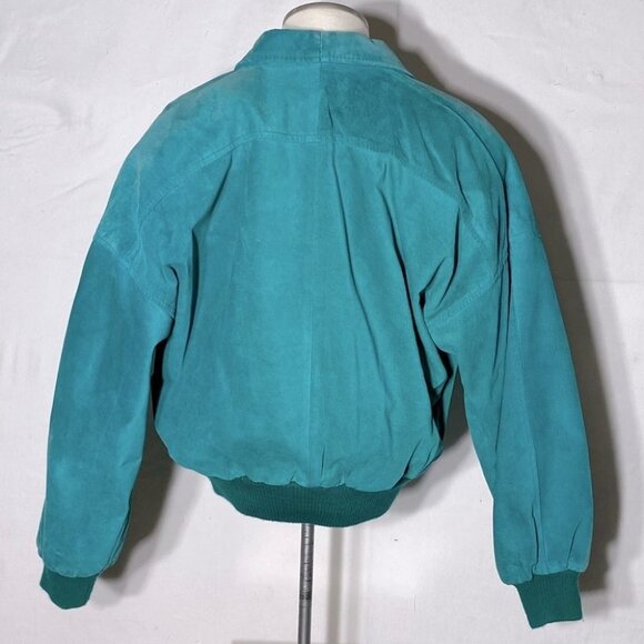 Vintage Daniel Marcus Cropped Teal Suede 90s Jacket  M - Picture 4 of 15